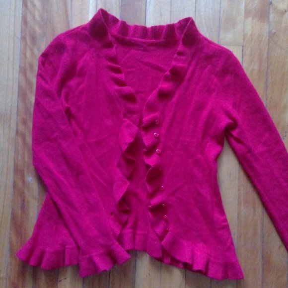 π₯π² 100% cashmere RED (not fushia) cardigan XS